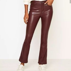 Faux leather flare crop jeans